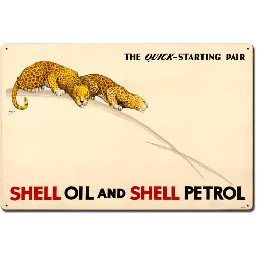 The Quick Starting Pair Shell Oil Cats Metal Sign - 24" x 16"