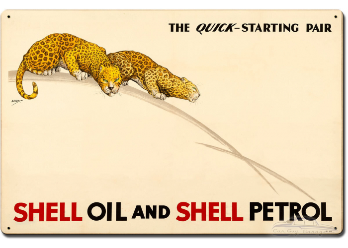 The Quick Starting Pair Shell Oil Cats Metal Sign - 24" x 16"