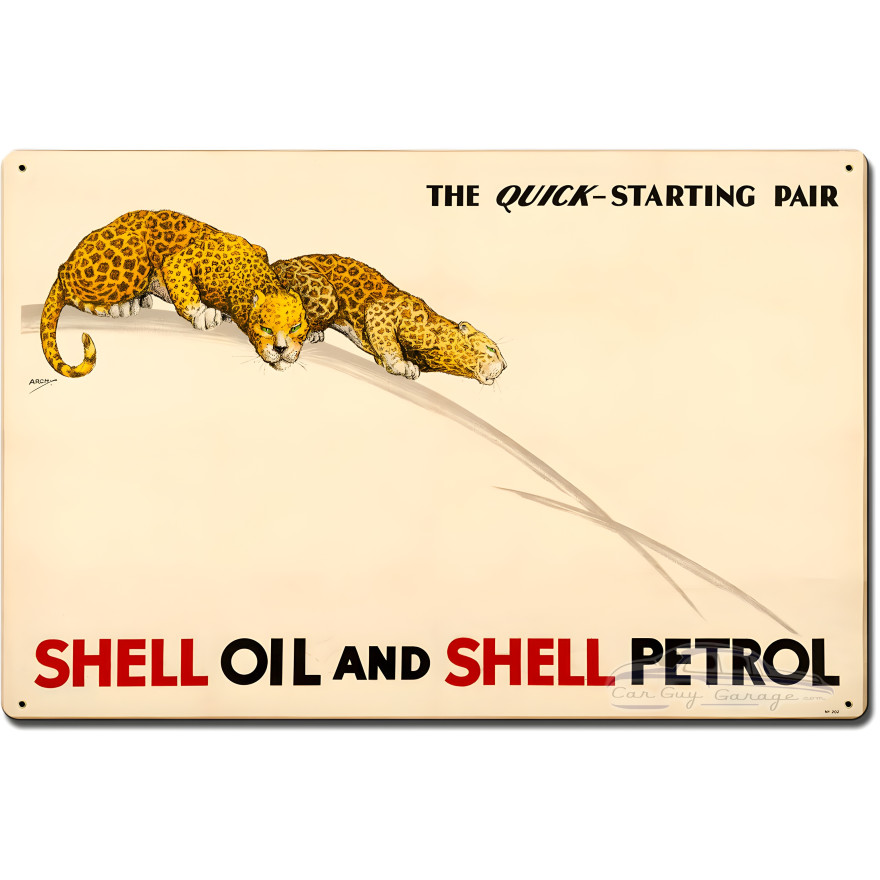 The Quick Starting Pair Shell Oil Cats Metal Sign - 24" x 16"
