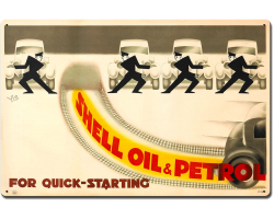 Shell Oil for Quick Starting Metal Sign - 24" x 16"