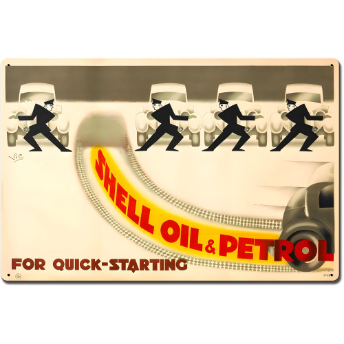 Shell Oil for Quick Starting Metal Sign - 24" x 16"