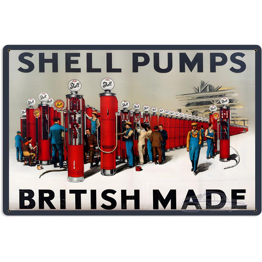 Shell British Made Pumps Metal Sign - 24" x 16"