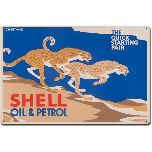 The Quick Starting Pair Shell Oil Cheetahs Metal Sign - 24" x 16"