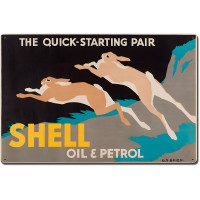 The Quick Starting Pair Shell Oil Rabbits Metal Sign - 24" x 16"