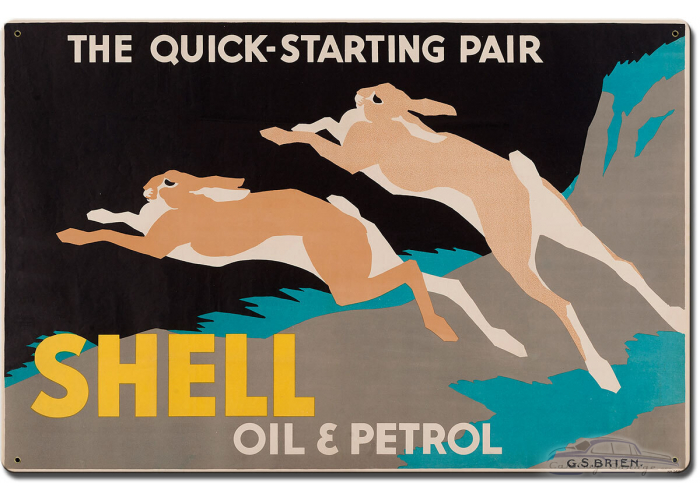 The Quick Starting Pair Shell Oil Rabbits Metal Sign - 24" x 16"