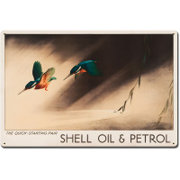 The Quick Starting Pair Shell Oil Hummingbirds Metal Sign - 24" x 16"