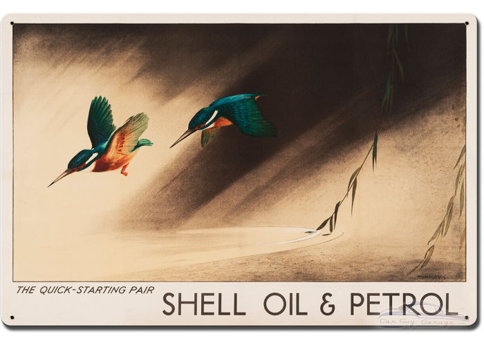The Quick Starting Pair Shell Oil Hummingbirds Metal Sign - 24" x 16"