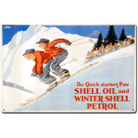 The Quick Starting Pair Shell Oil Ski Metal Sign - 24" x 16"