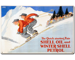 The Quick Starting Pair Shell Oil Ski Metal Sign - 24" x 16"