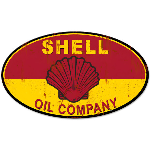 Shell Oil Company Grunge Metal Sign - 24" x 14"