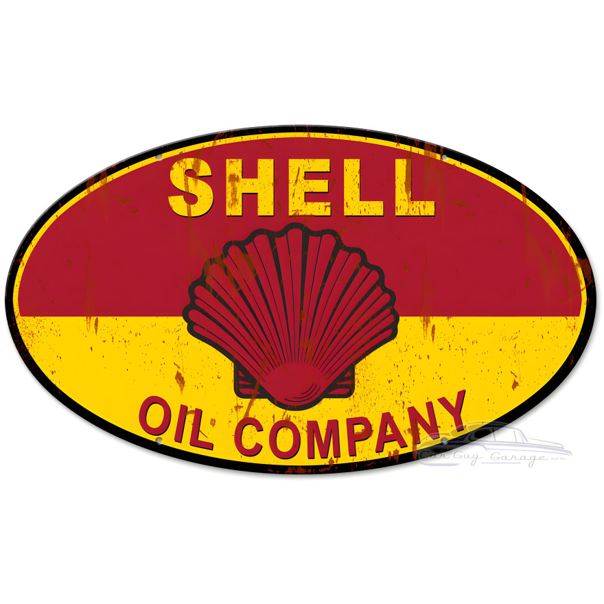 Shell Oil Company Grunge Metal Sign - 24" x 14"