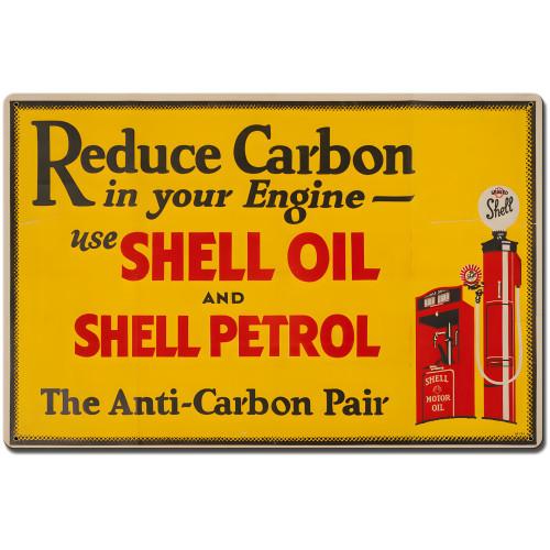 Reduce Carbon Shell Oil Petrol Metal Sign - 24" x 16"