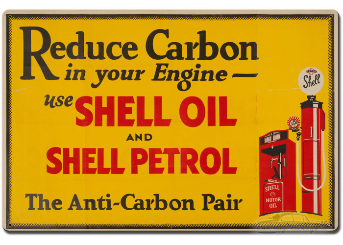 Reduce Carbon Shell Oil Petrol Metal Sign