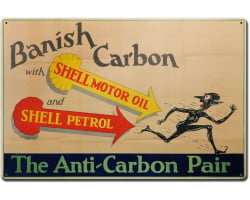 Banish Carbon Shell Motor Oil Metal Sign - 24" x 16"