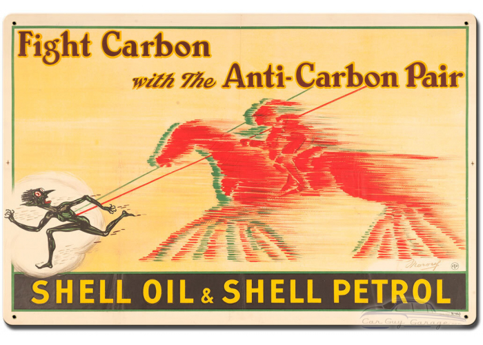 Shell Oil Petrol Fight Carbon Metal Sign - 24" x 16"