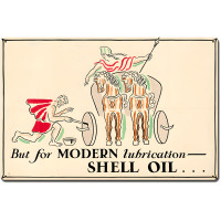 But Modern Lubrication Shell Oil Metal Sign - 24" x 16"