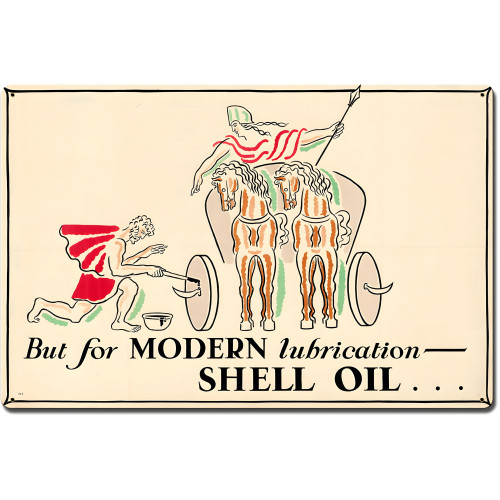 But Modern Lubrication Shell Oil Metal Sign - 24" x 16"