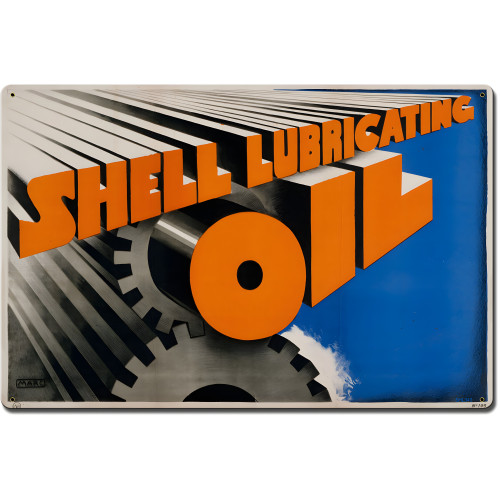 Gears Shell Lubricating Oil Metal Sign - 24" x 16"