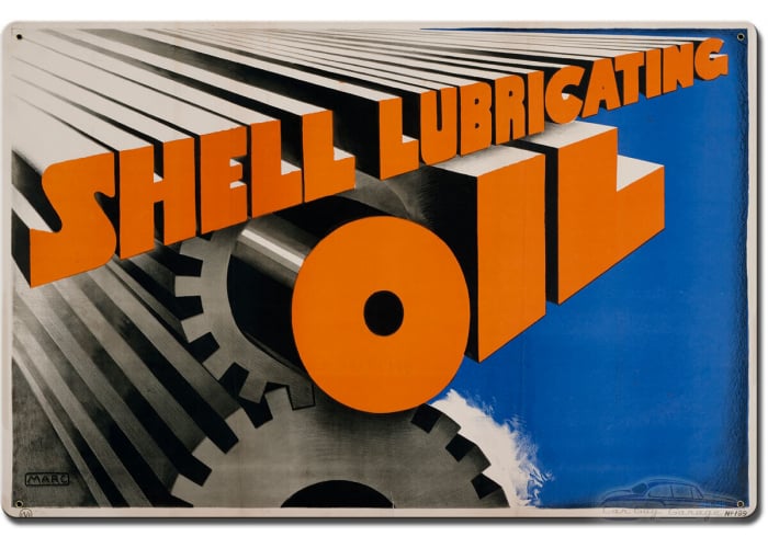Gears Shell Lubricating Oil Metal Sign - 24" x 16"