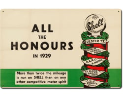 Shell All the Honors 1929 Metal Sign - 24" x 16"