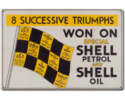 Won on Shell Petrol Oil Metal Sign - 24" x 16"