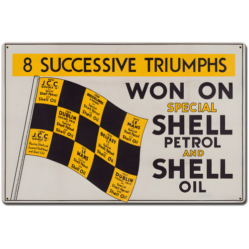 Won on Shell Petrol Oil Metal Sign - 24" x 16"