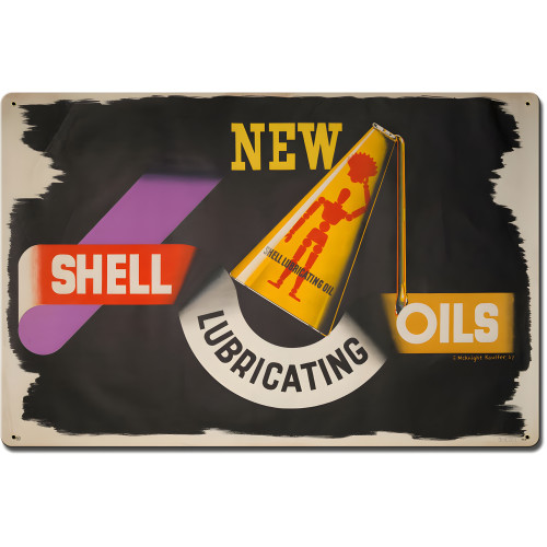 New Shell Lubricating Oil Metal Sign - 24" x 16"