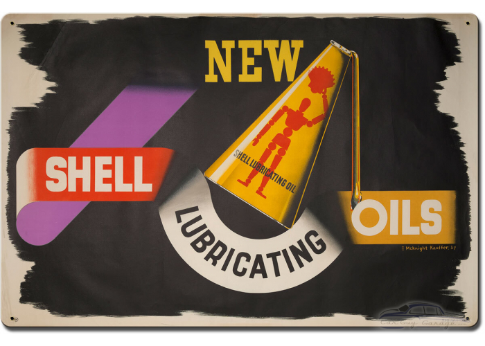New Shell Lubricating Oil Metal Sign - 24" x 16"