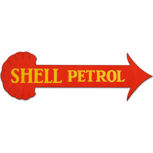 Shell Petrol Arrow Metal Sign - 31" x 11"