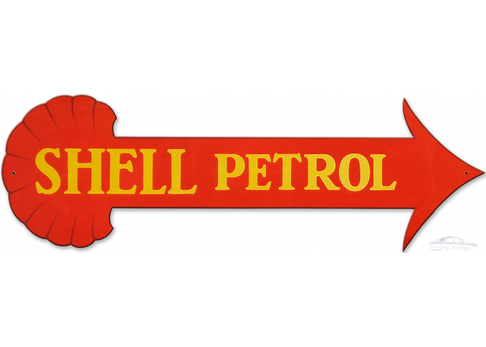 Shell Petrol Arrow Metal Sign - 31" x 11"
