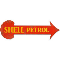 Shell Petrol Arrow Grunge Metal Sign - 31" x 11"