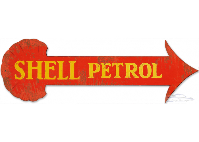 Shell Petrol Arrow Grunge Metal Sign