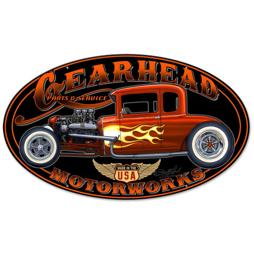 Gearhead Motorworks Metal Sign - 24" x 14"