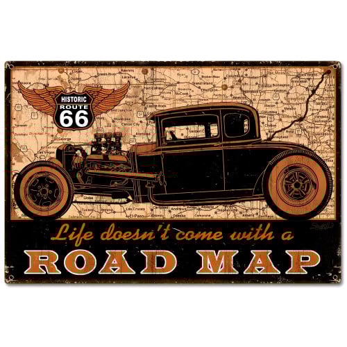 Road Map Metal Sign - 24" x 16"