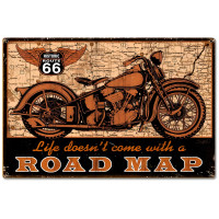 Road Map Bike Metal Sign - 24" x 16"