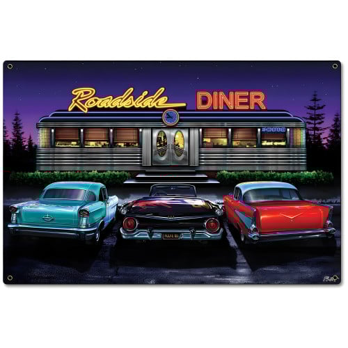 Roadside Diner Metal Sign - 24" x 16"