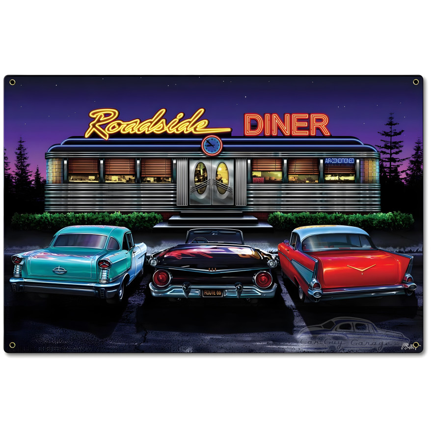 Roadside Diner Metal Sign - 24" x 16"