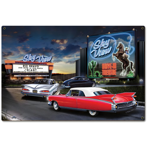Skyview Drive-In Metal Sign - 24" x 16"
