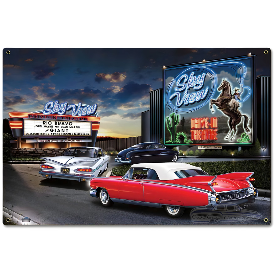 Skyview Drive-In Metal Sign - 24" x 16"