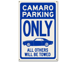 Camero Parking Blue Metal Sign - 16" x 24"