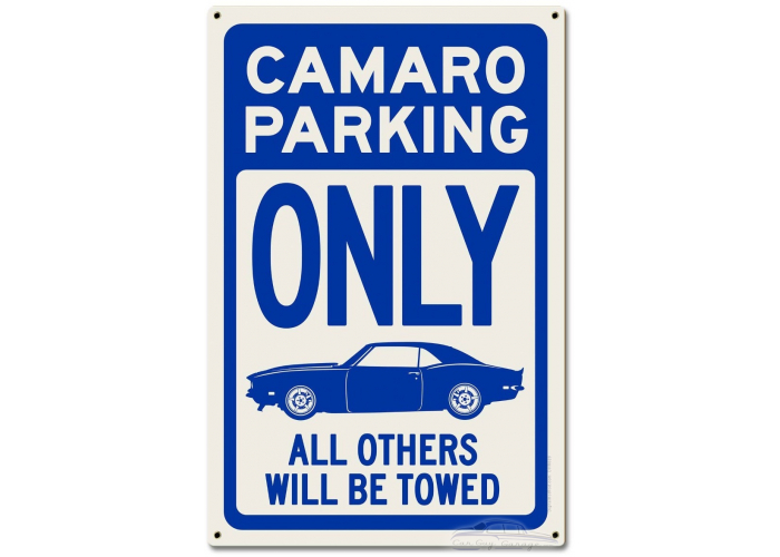 Camero Parking Blue Metal Sign