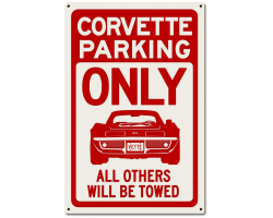 Corvette Parking Red Metal Sign - 16" x 24"