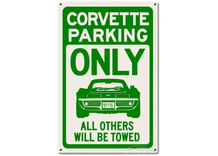 Corvette Parking Green Metal Sign