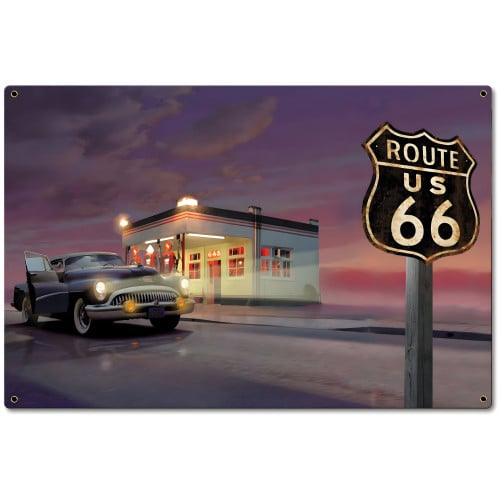 Route 66 Diner Metal Sign - 24" x 16"
