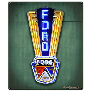 Ford Vintage Neon-Style Artwork Metal Sign - 17" x 20"