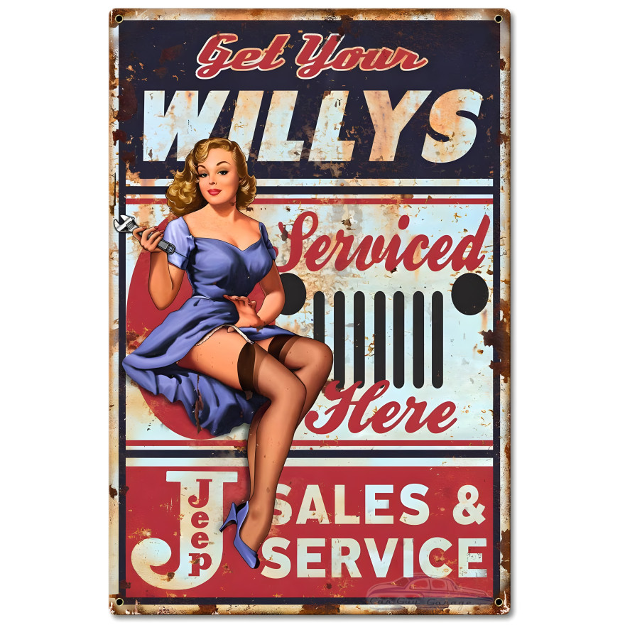Willy's Services Metal Sign - 16" x 24"