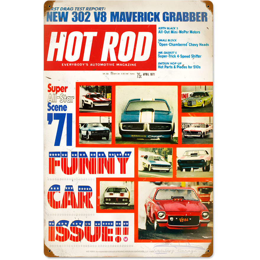 Funny Cars Metal Sign - 16" x 24"