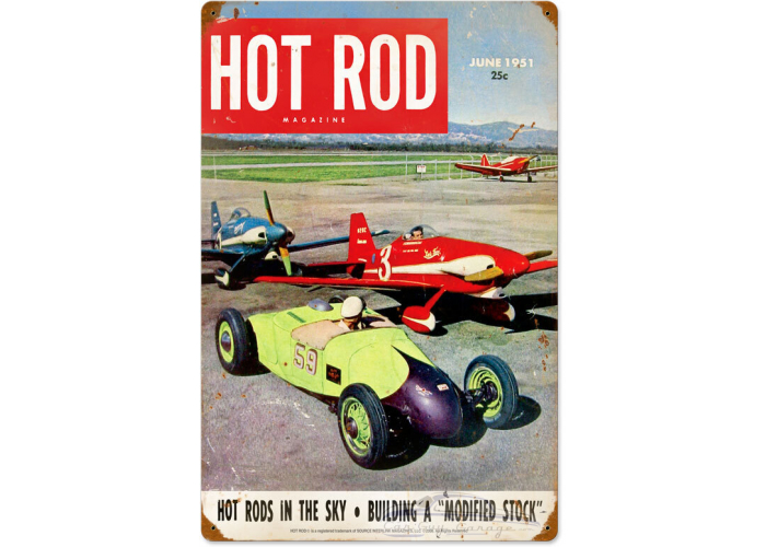 Hot Rods In The Sky Metal Sign