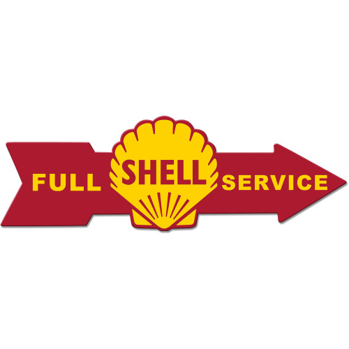 Full Service Shell Arrow Metal Sign - 32" x 10"