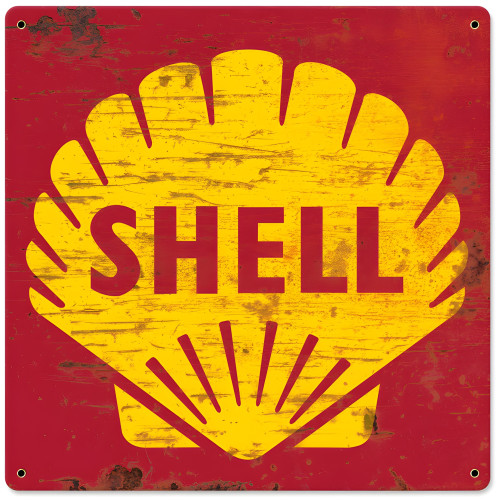 Shell 1961 Logo Grunge Metal Sign - 18" x 18"